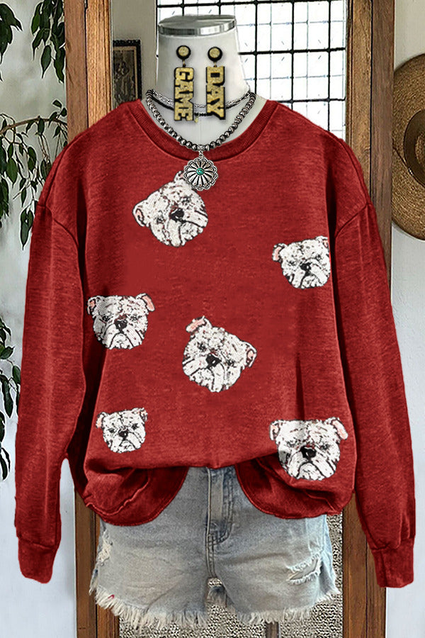 Shiny Gameday Bulldog Print Sweatshirt