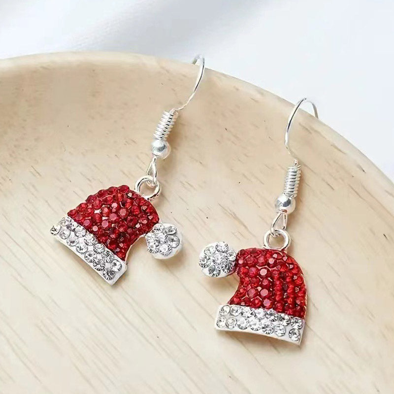 Cute Little Fresh Christmas Hat Earrings