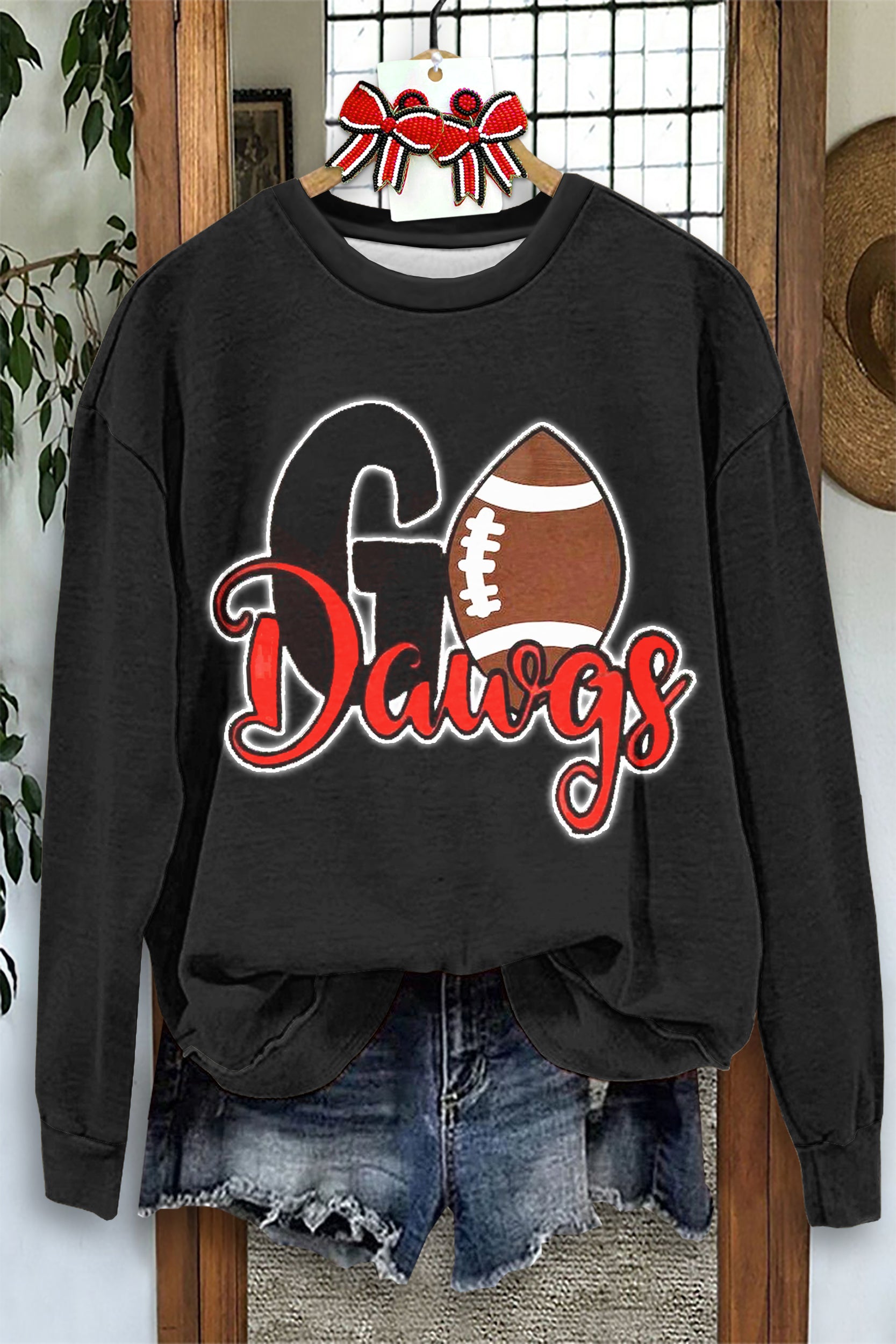 Casual Georgia Bulldogs Football Game Day Print Sweatshirt