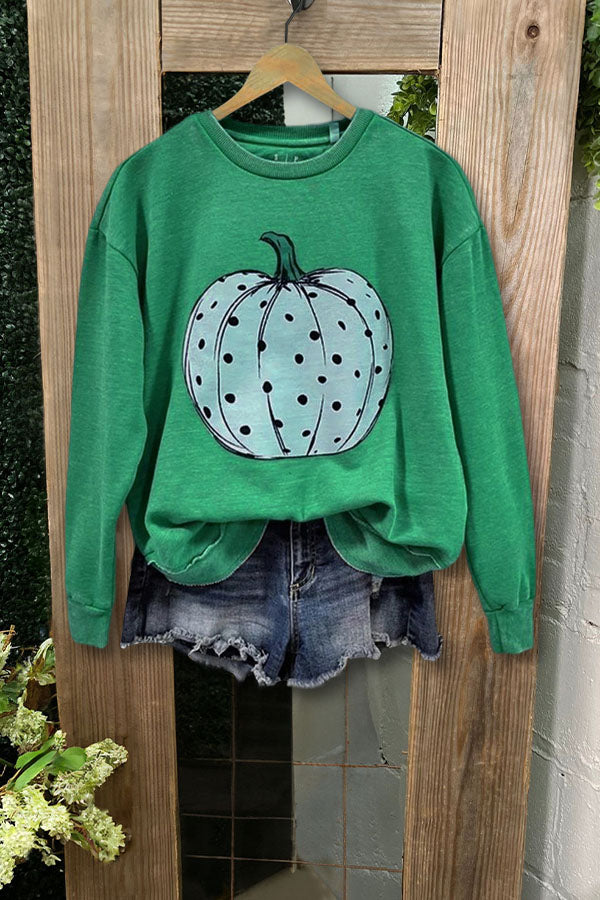 Casual Pumpkin Print Sweatshirt
