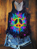 Women's Colorful Hippie Art Print Tank Top
