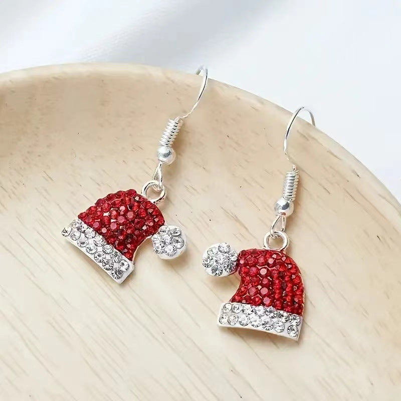 Cute Little Fresh Christmas Hat Earrings