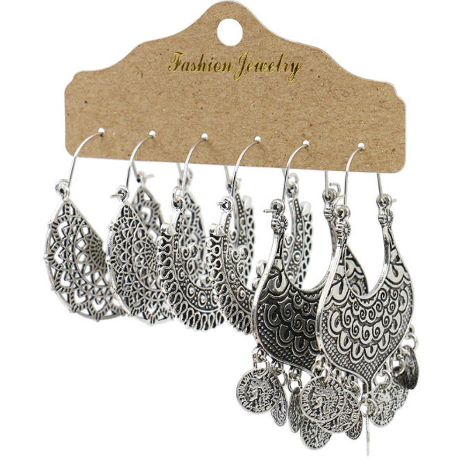 Fashion ladies all-match tasseled vintage earrings