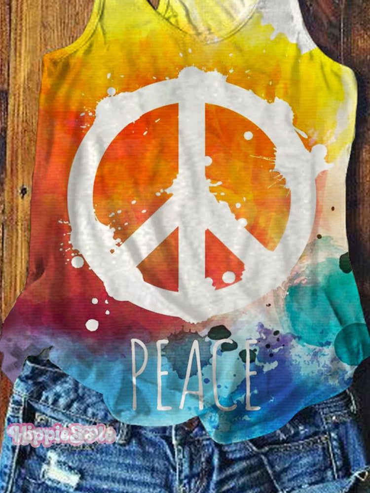 Women's Peace And Love Art Print Tank Top