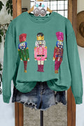 Casual Nutcracker Contrast Print Shiny Sweatshirt