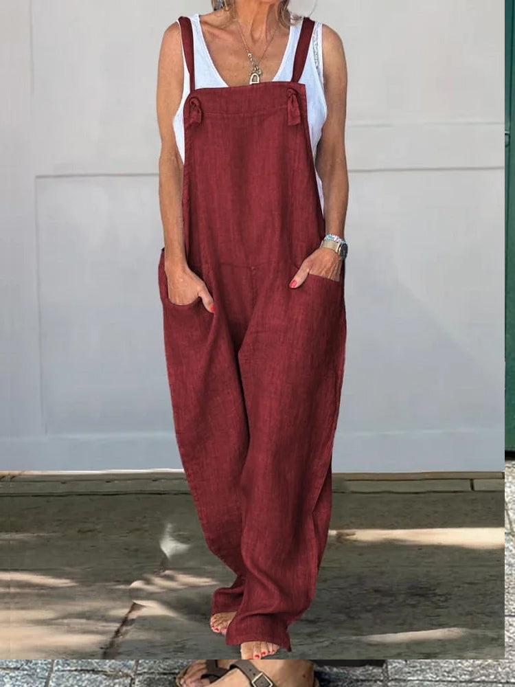 Wide Leg Cotton Jumpsuit