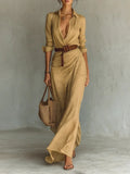 Kathy | Lapel-Wrap Maxi Dress