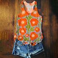 Floral Art Print Casual Tank Top
