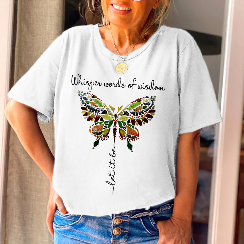 Whisper Words Of Wisdom Butterfly Printed Graphic Tees