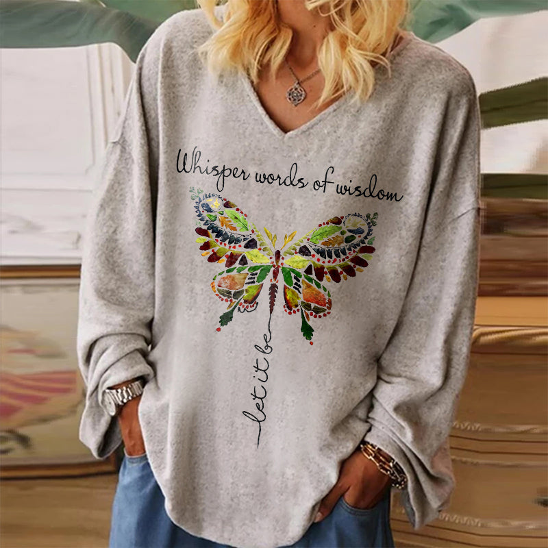 Whisper Words Of Wisdom Printed Butterfly Women's T-shirt