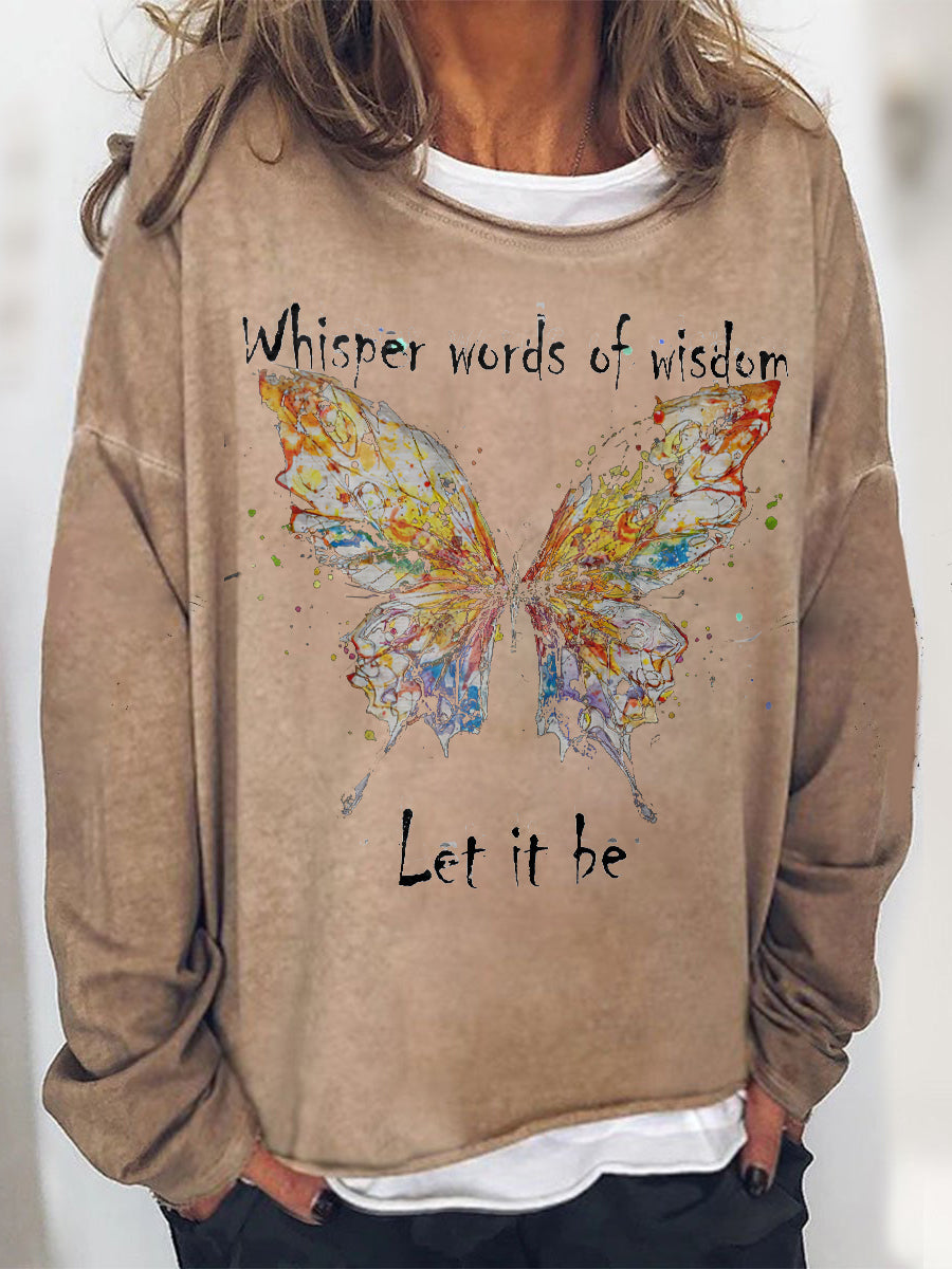 Whisper Words Of Wisdom Butterfly Printed Women's T-shirt
