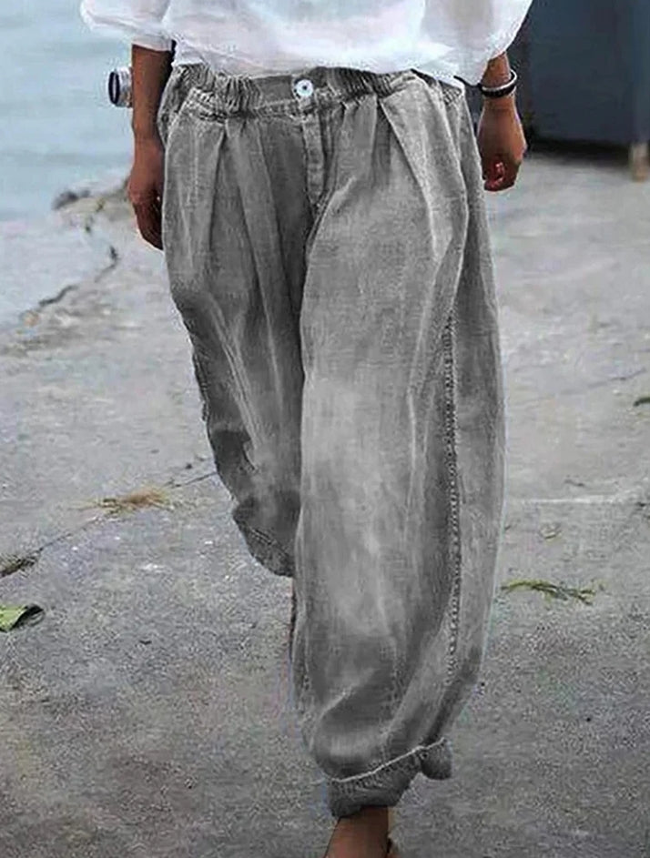 Women's Casual Solid Color Loose Lantern Jeans