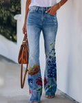 Women's Casual Blue Flower Jeans