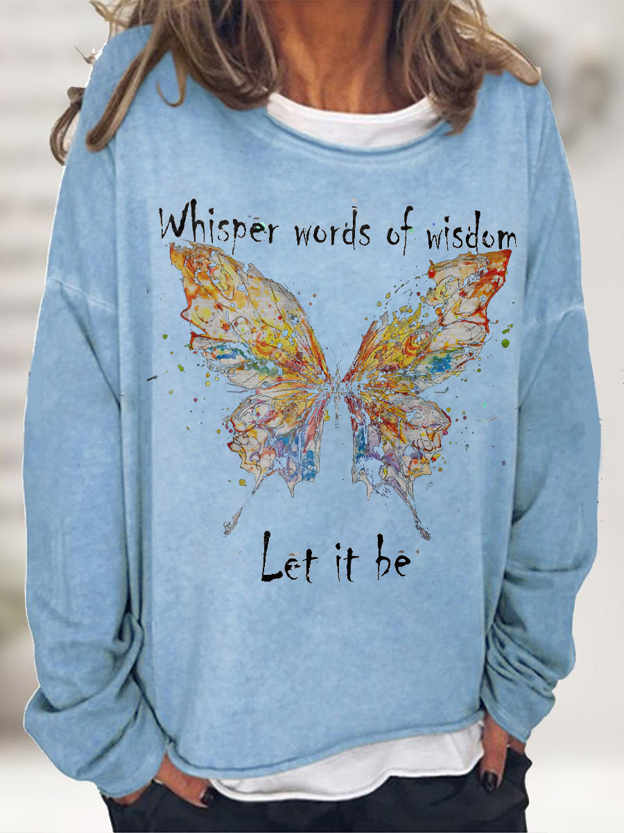 Whisper Words Of Wisdom Butterfly Printed Women's T-shirt