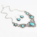 Turquoise Design Retro Elegant Necklace With Earrings