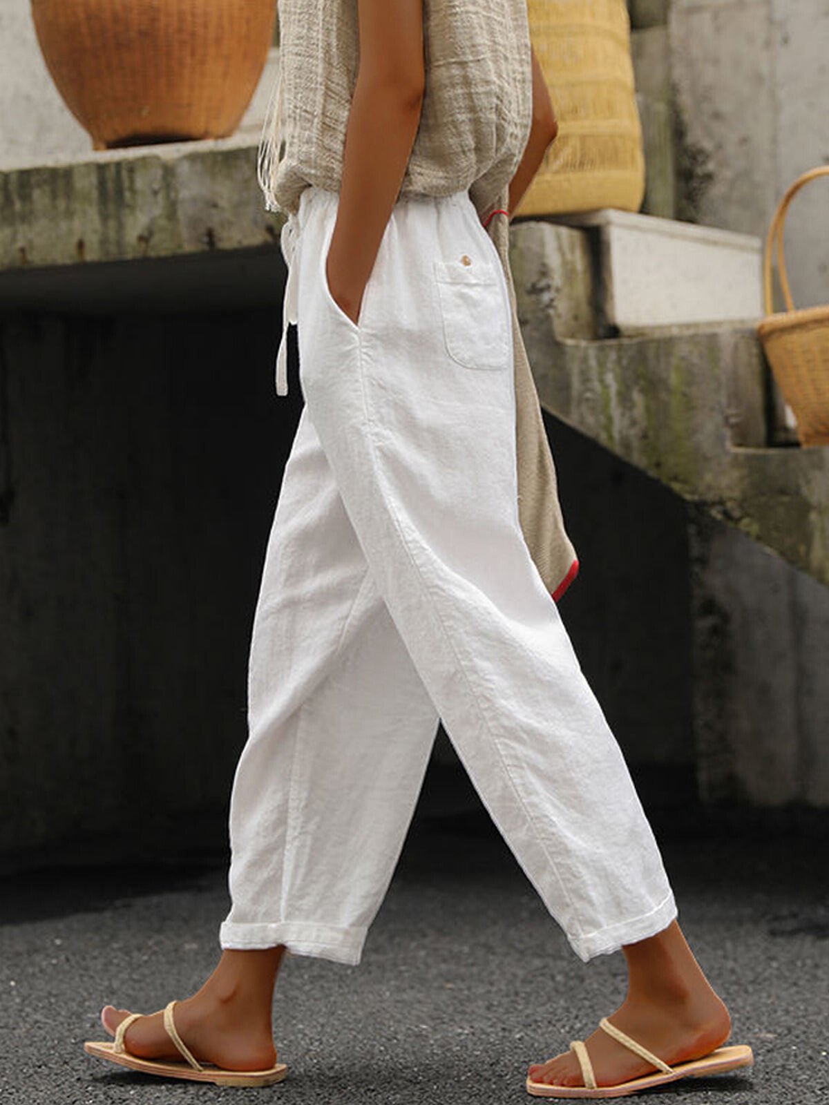 Summer Cotton Linen Loose Casual Pants