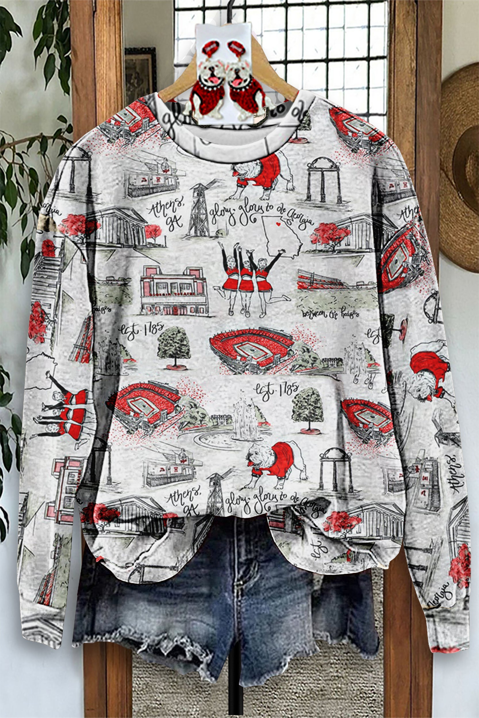 Casual Football Gameday Georgia Print Sweatshirt