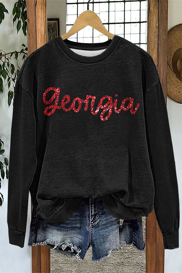 Classic Red Black Georgia Print Sweatshirt