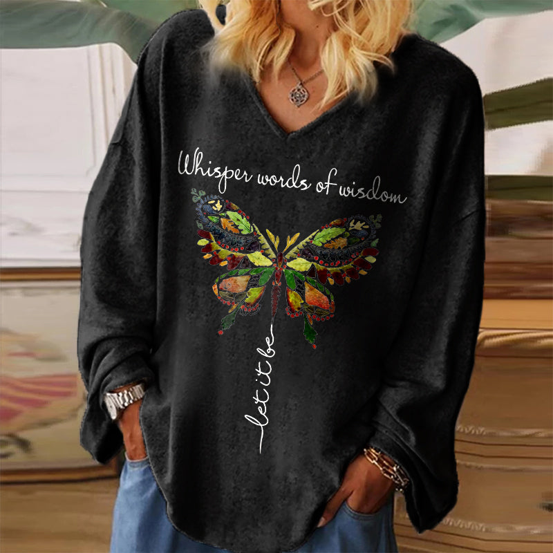 Whisper Words Of Wisdom Printed Butterfly Women's T-shirt