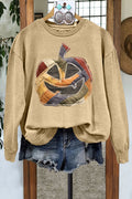 Contrast Pumpkin Crewneck Sweatshirt