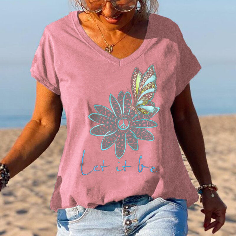 Let it be butterfly flower lLadies Graphic Tees