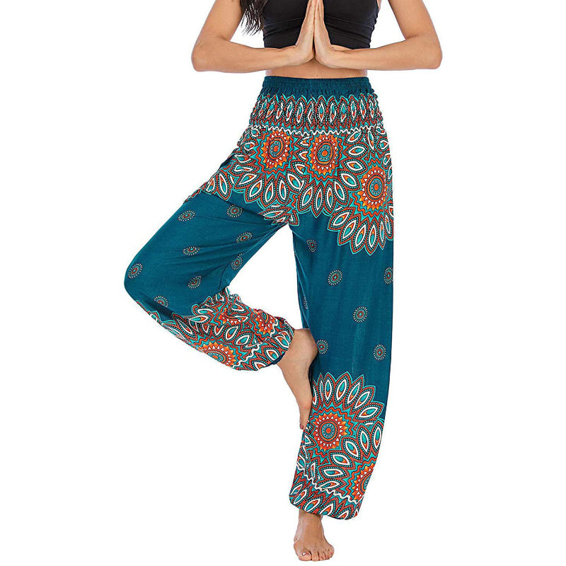 Unique Floral Pattern Printed Harem Casual Pants