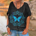 Blue Butterfly Printed Women's T-shirt