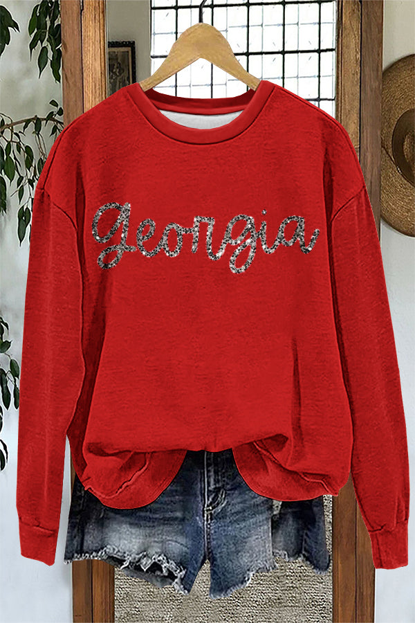 Classic Red Black Georgia Print Sweatshirt