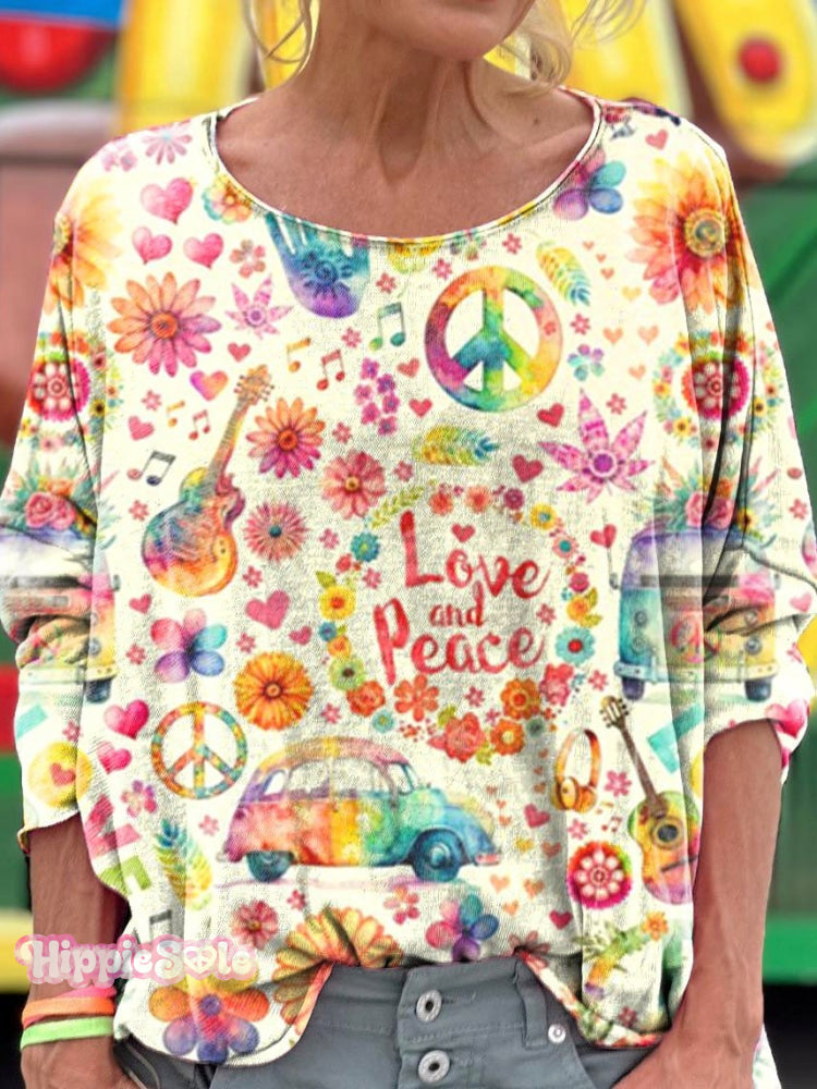 Vintage Hippie Watercolor Peace Flower Power Print Tank Top