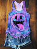 Women's Hippie Smiley Face Art Print Tank Top