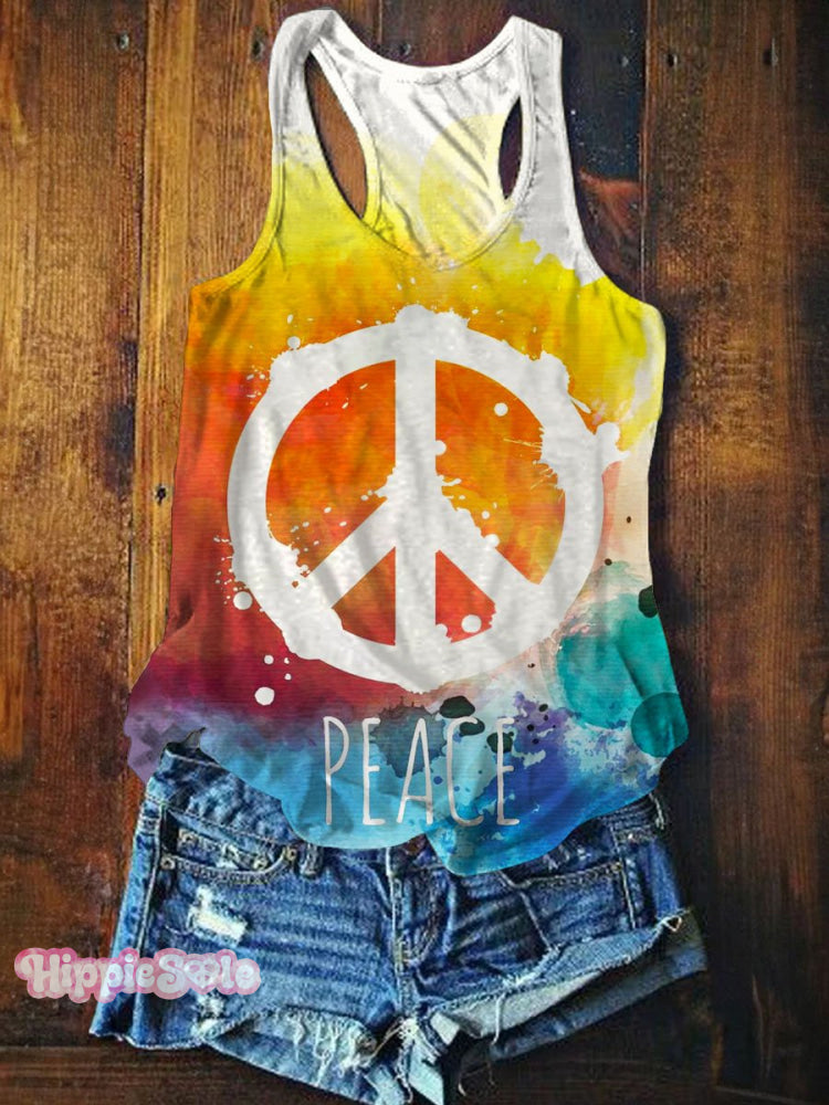 Women's Peace And Love Art Print Tank Top