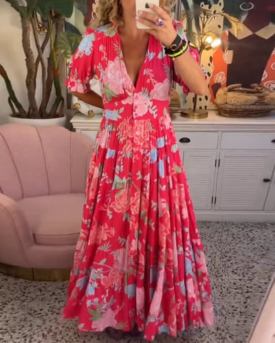 LEONTINA | FLORAL FLOWY MAXI DRESS