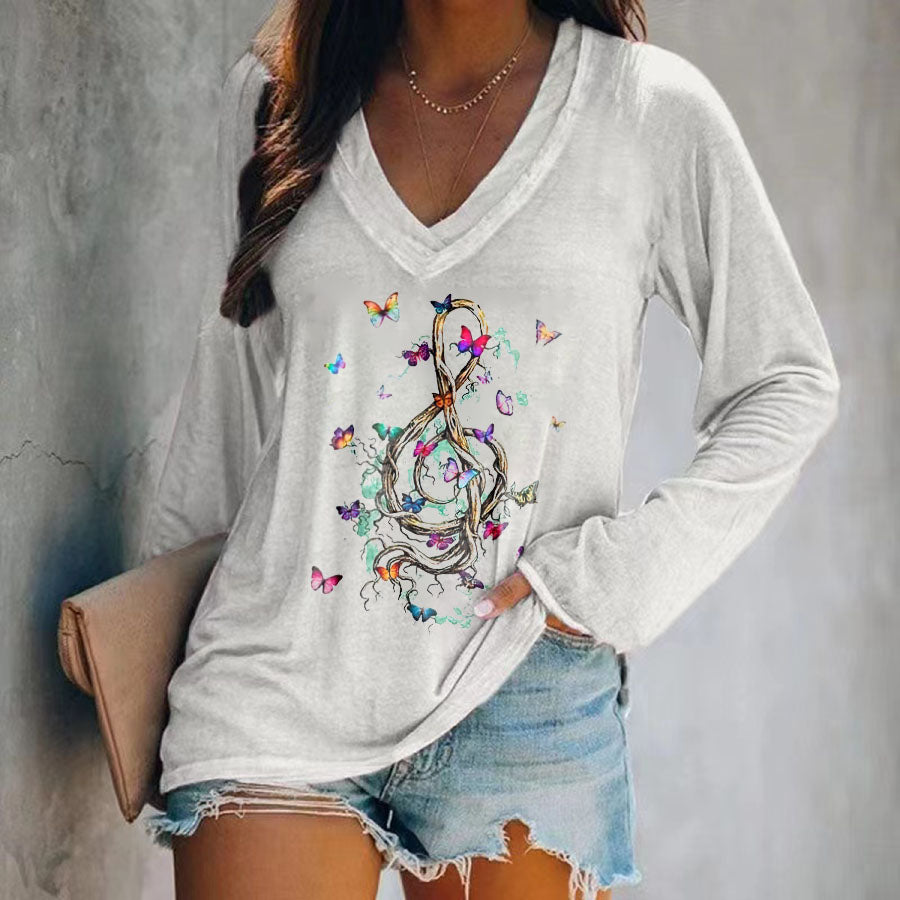 Colorful Butterflies Printed Women's T-shirt