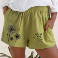 Women's Dandelion Printed Loose Cotton Pocket Casual Shorts