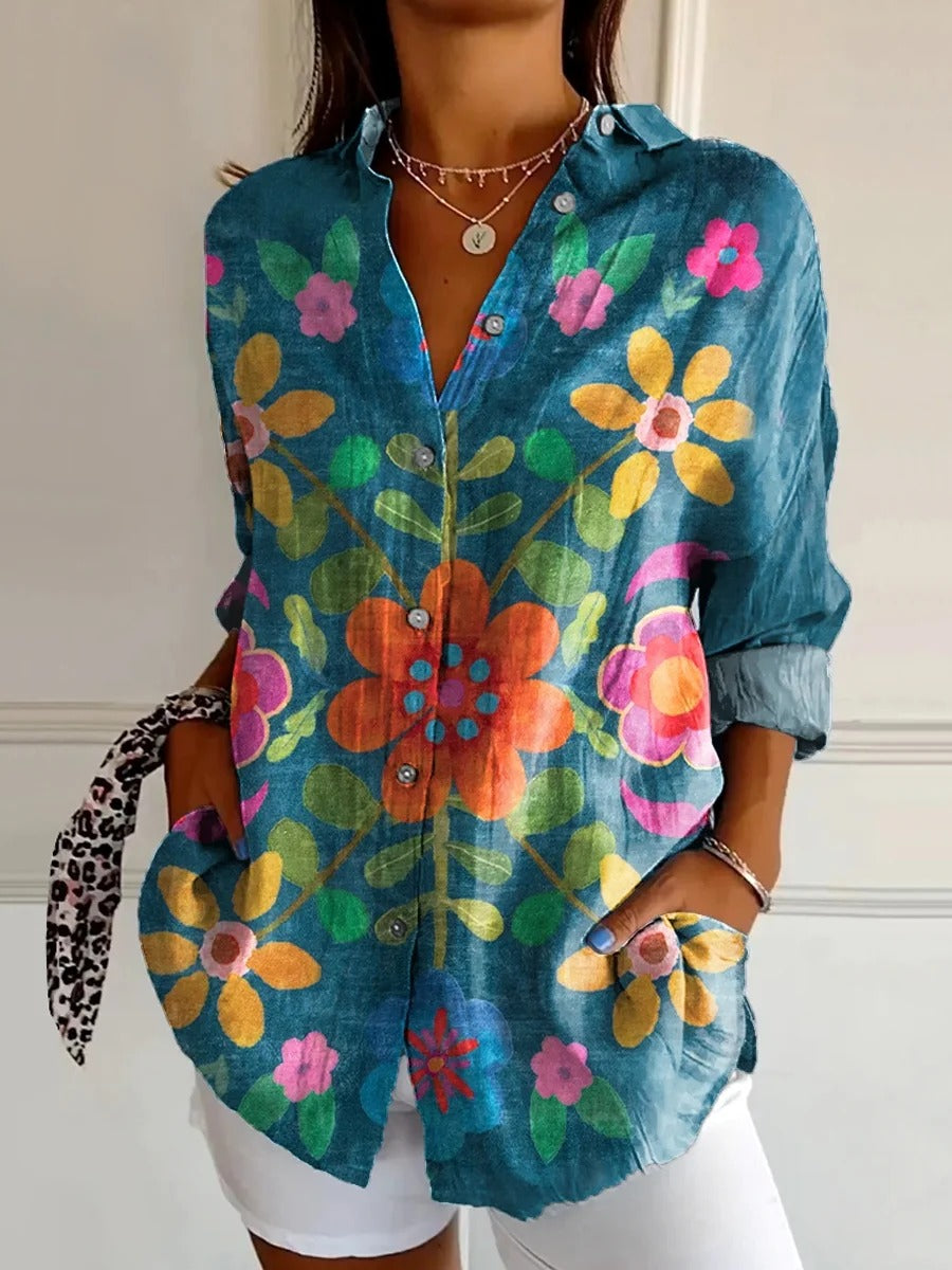 Women's Bohemian Floral Art Print Tank Top-1