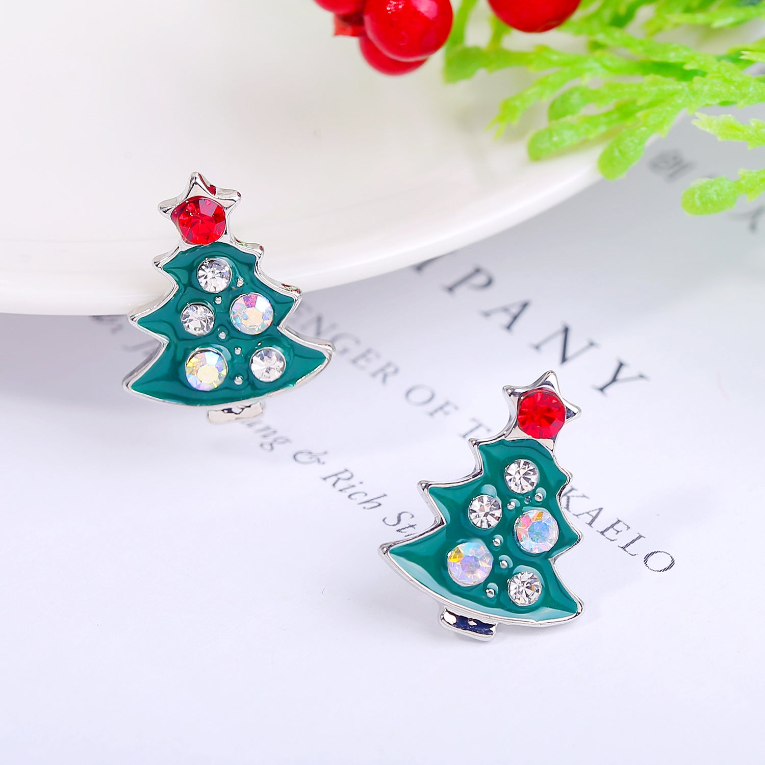 Snowflake Christmas Tree Earrings