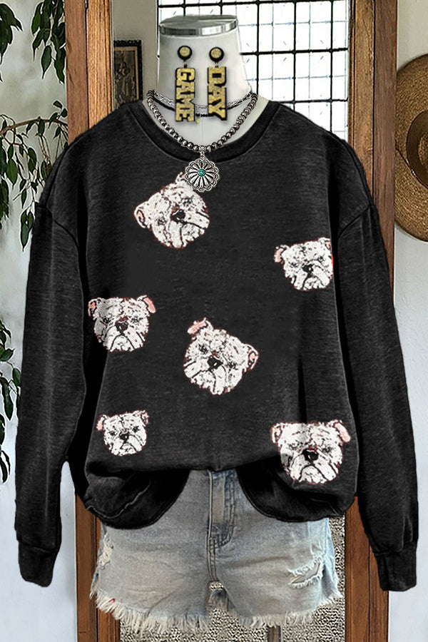 Shiny Gameday Bulldog Print Sweatshirt