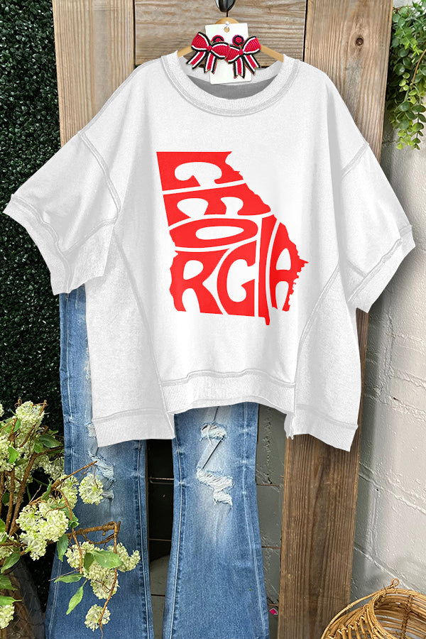 Red Georgia Gameday Half Sleeve Sweatshirt