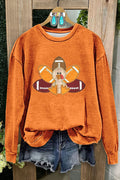 Thanksgiving Turkey Football Print Sweatshirt
