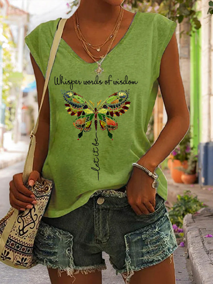 Whisper Words Of Wisdom Butterfly Print Women's Vest