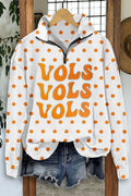 Casual Tennessee Vols Game Day Polka Dot Zip-Up Sweatshirt