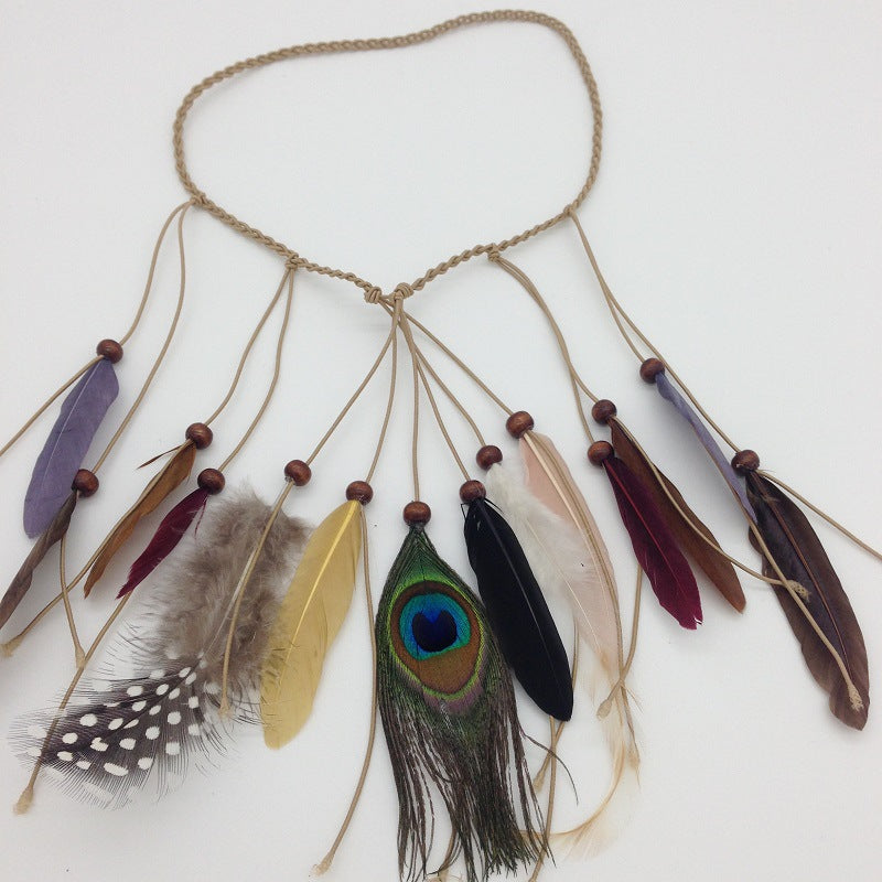 Bohemian Peacock Feathers Hippie Ethnic Hair Band