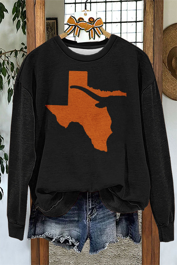 Unique Texas Longhorn Football Gameday Print Sweatshirt