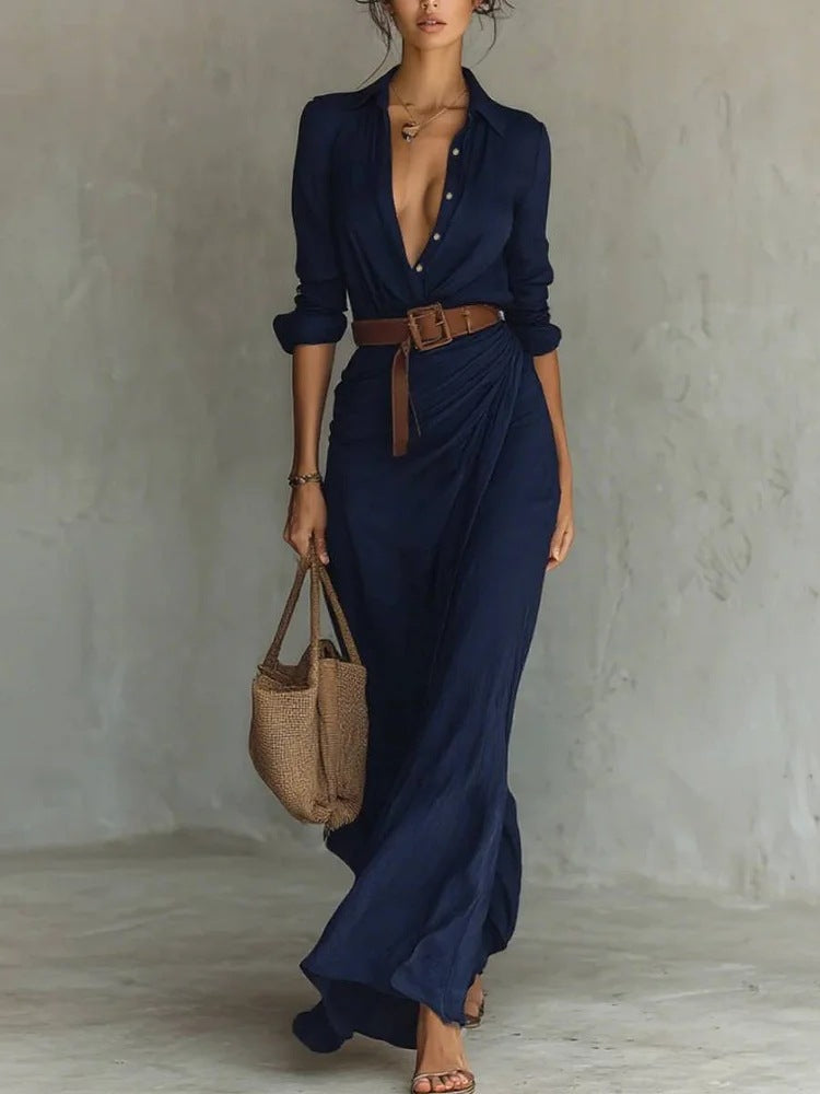 Kathy | Lapel-Wrap Maxi Dress