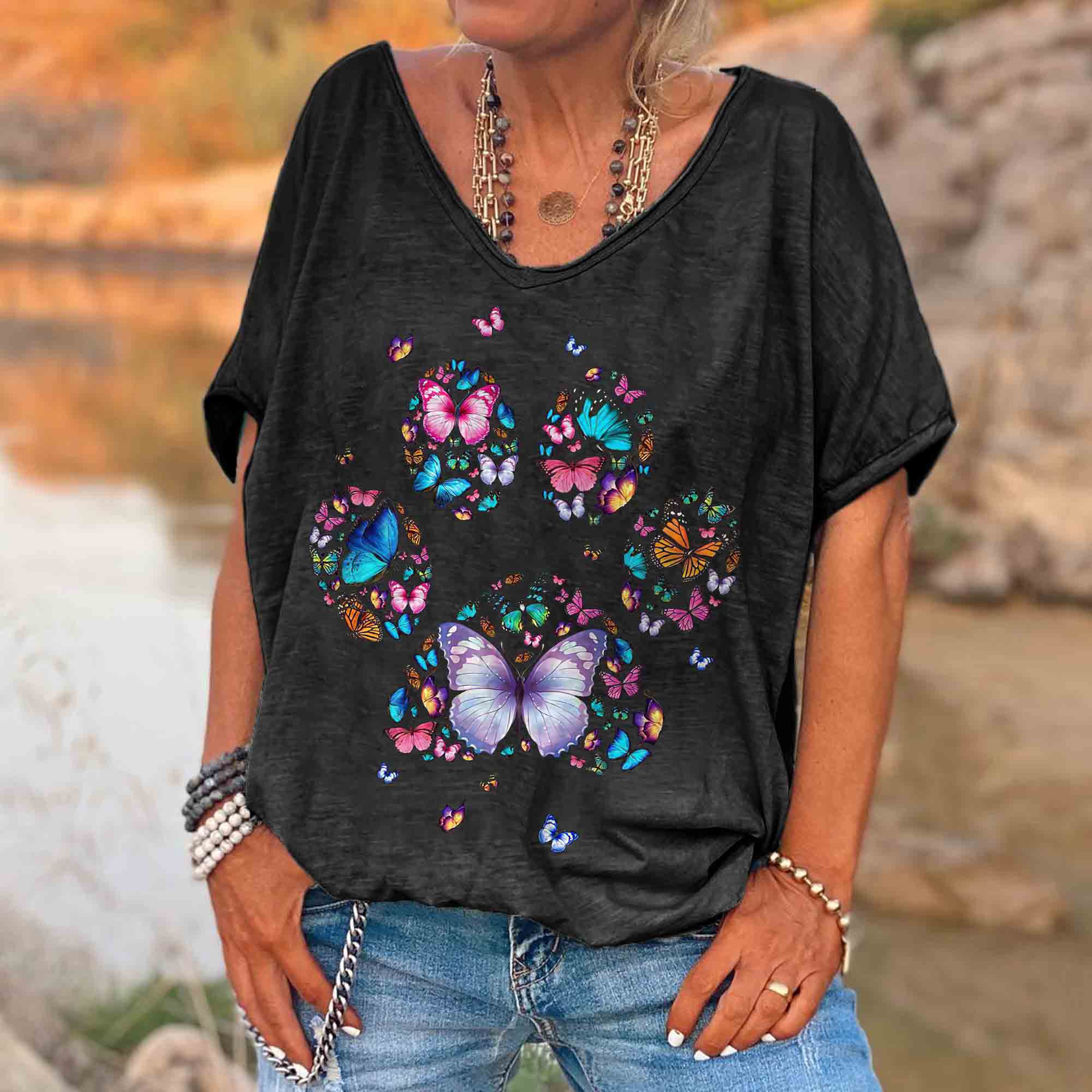 Colorful Butterfly Hippie Women's T-shirt