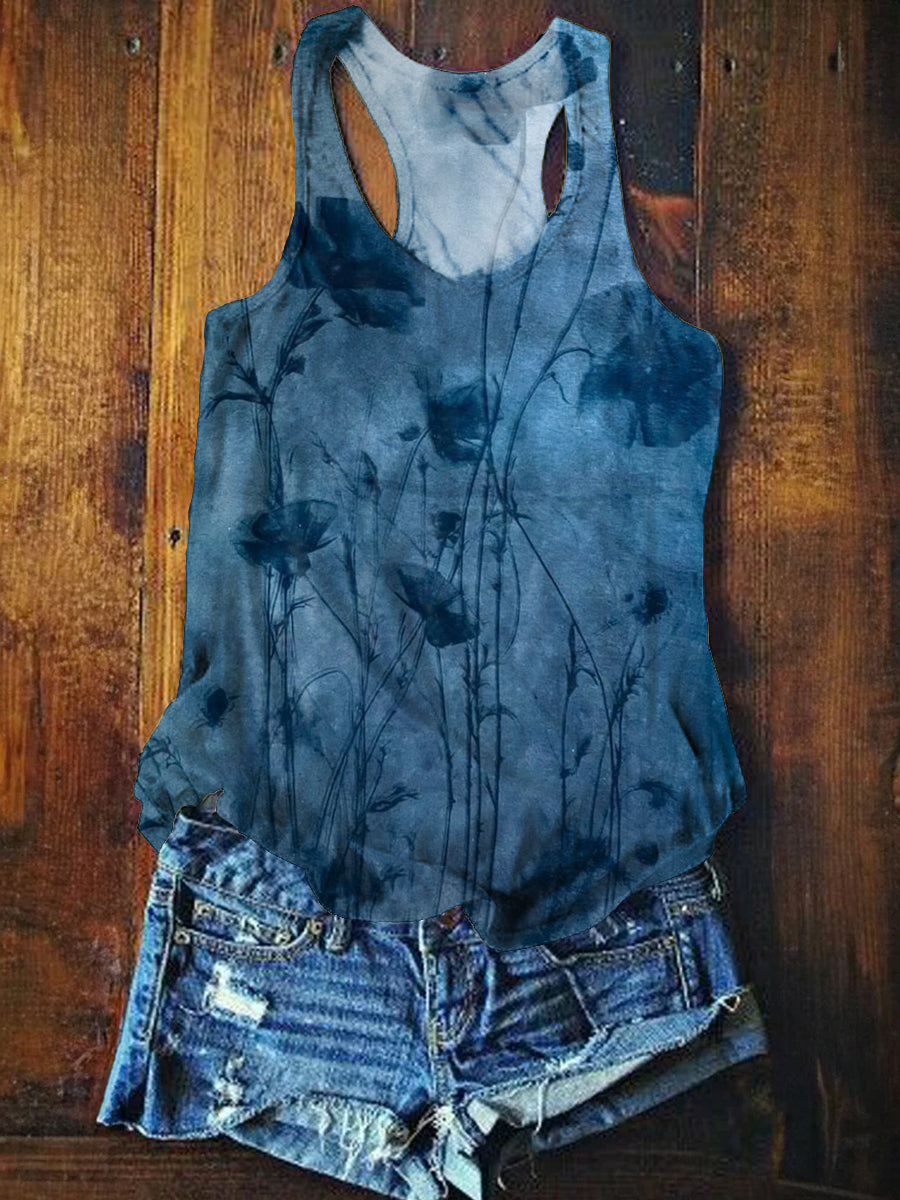 Women's Vintage Floral Art Print Tank Top