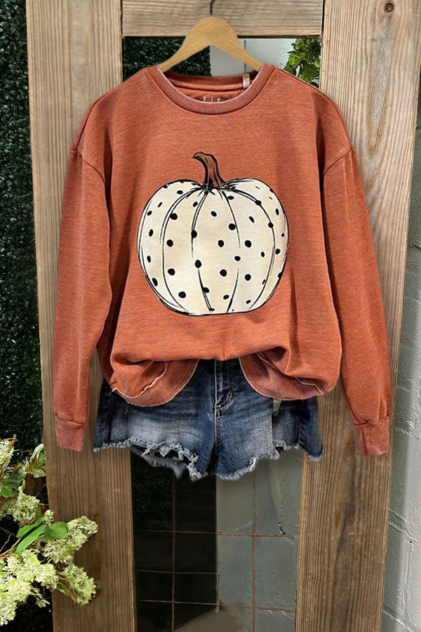Casual Pumpkin Print Sweatshirt