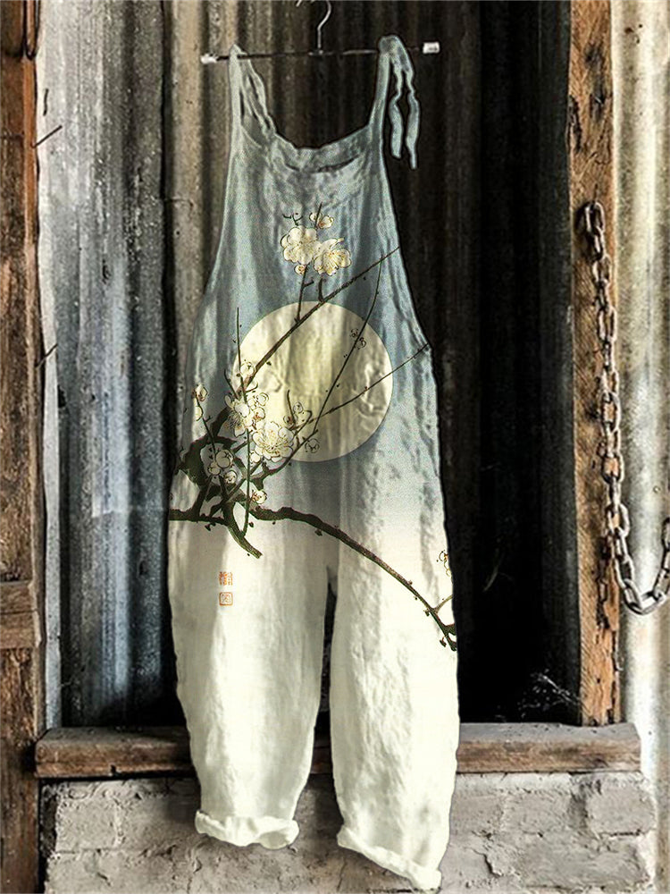 Plum Blossom Full Moon Gradient Japanese Art Jumpsuit