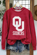 Classic Oklahoma Sooners OU Print Crew Neck Sweatshirt