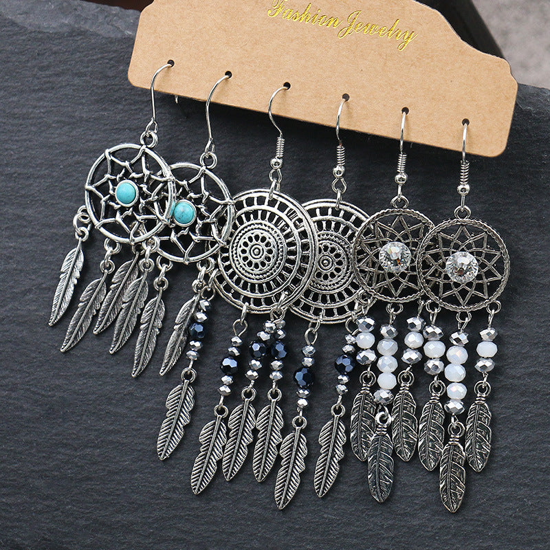Fashion ladies all-match tasseled vintage earrings